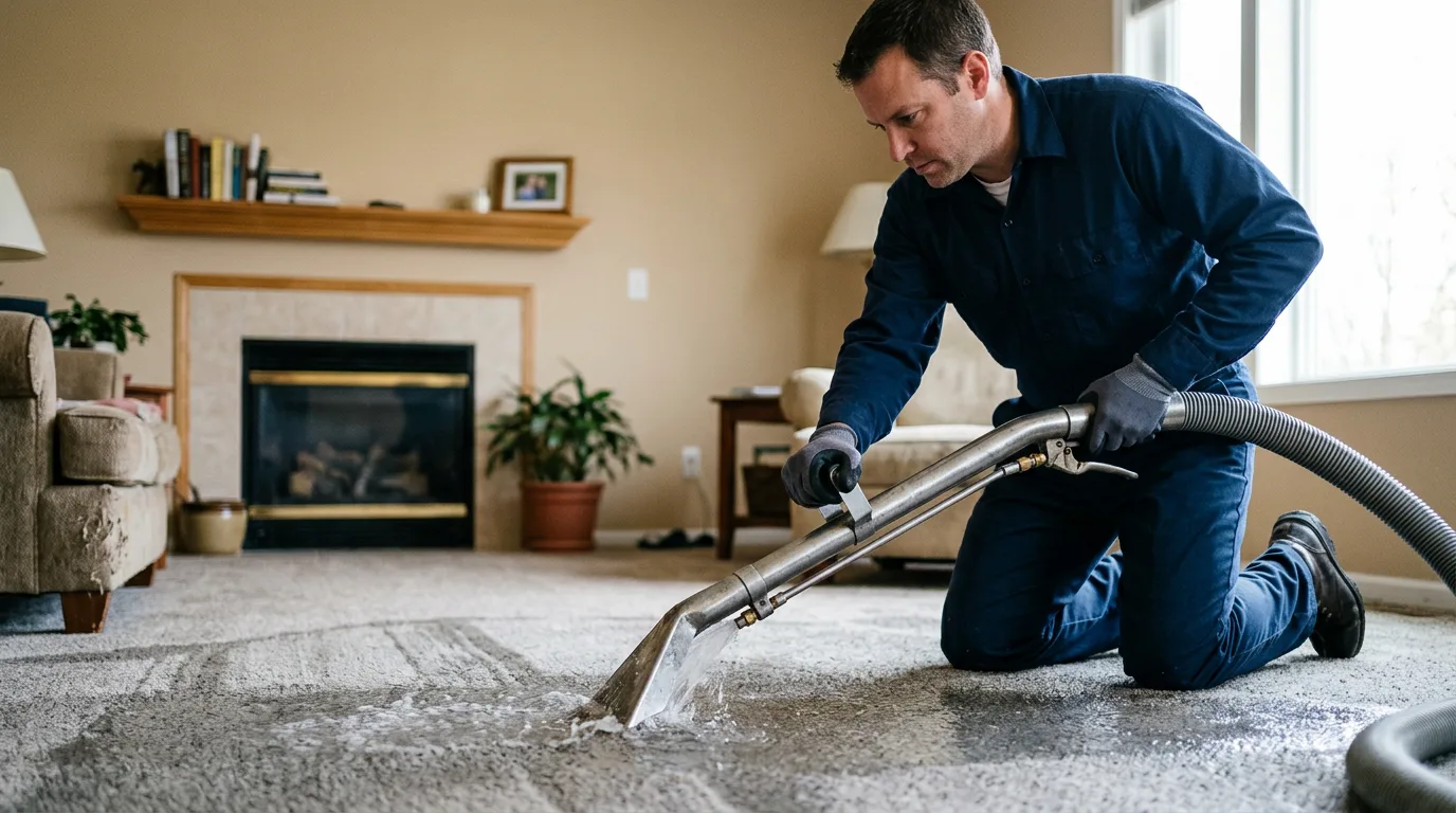 Water damage restoration technician working near Cat Spring, TX